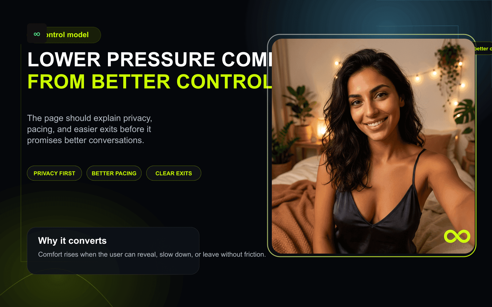 Control model for gay chat landing pages