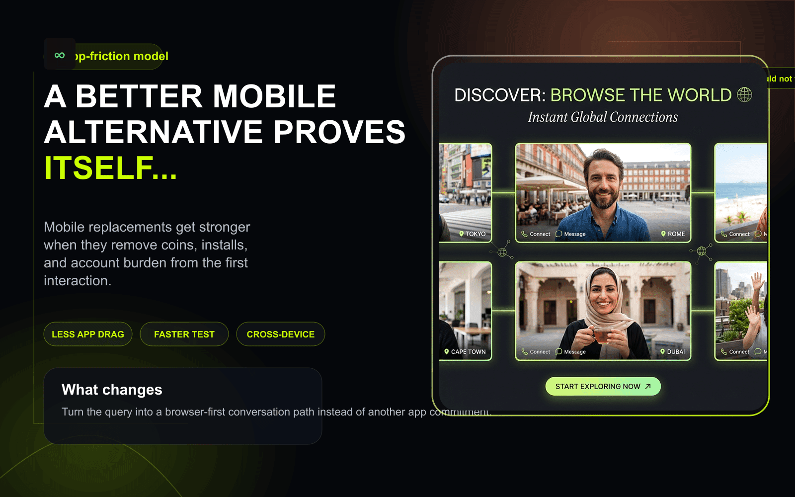 App-friction model for mobile alternative pages