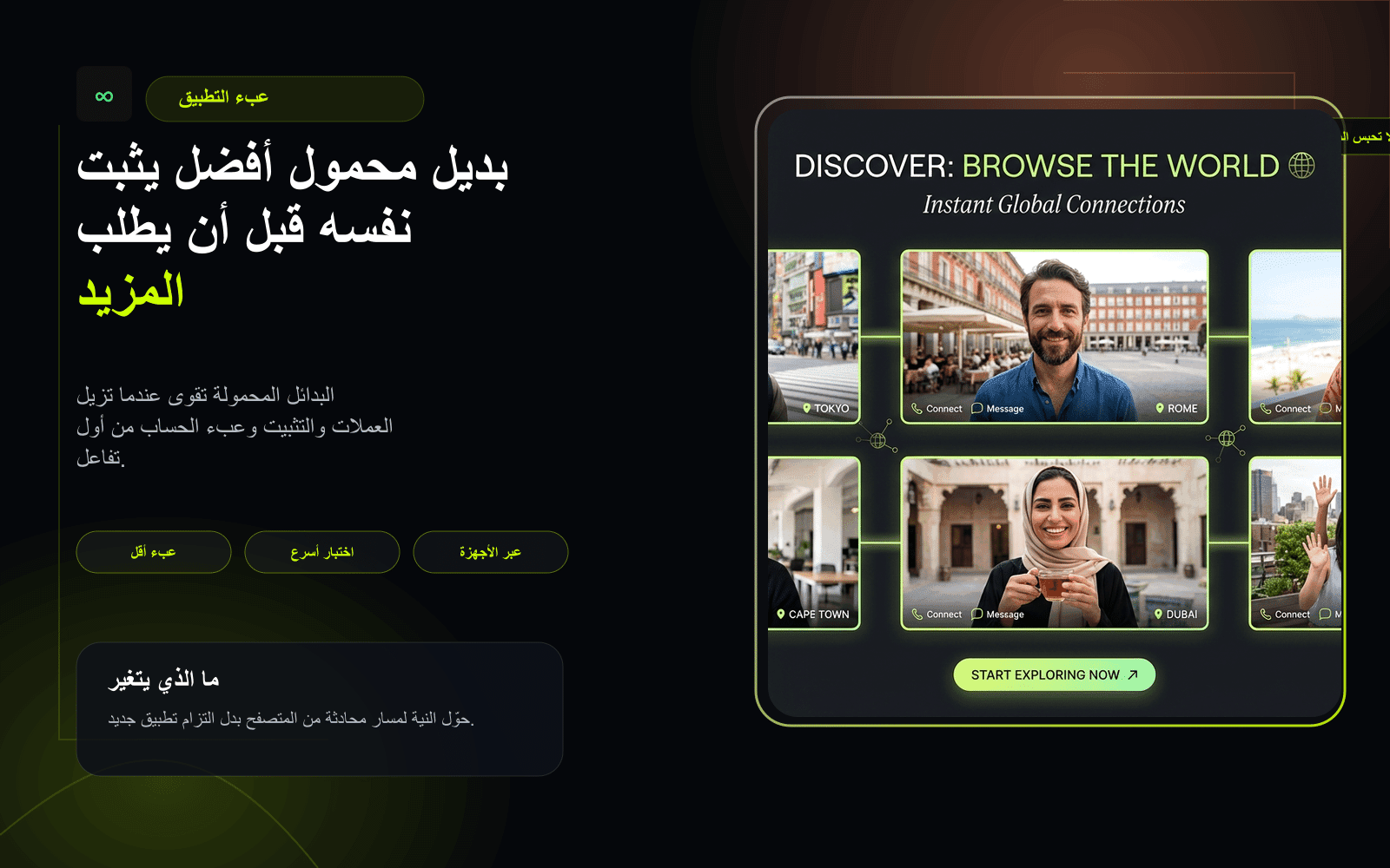 نموذج احتكاك التطبيق لصفحات البدائل المحمولة