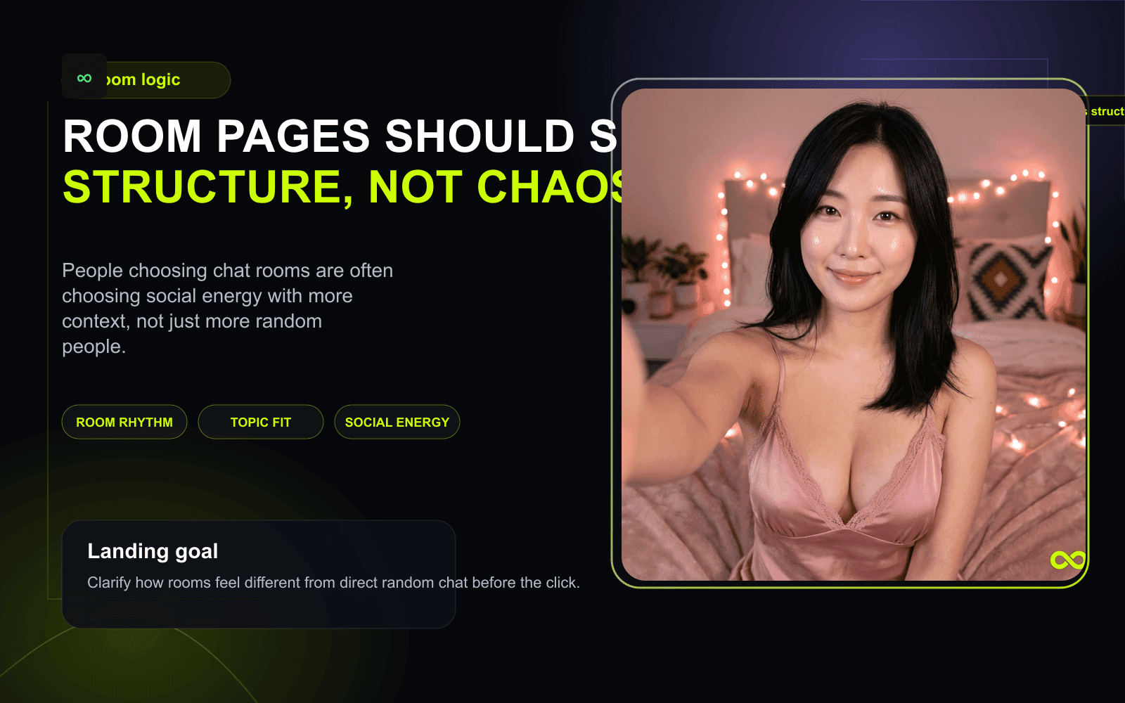 Room logic visual for a chat rooms landing page