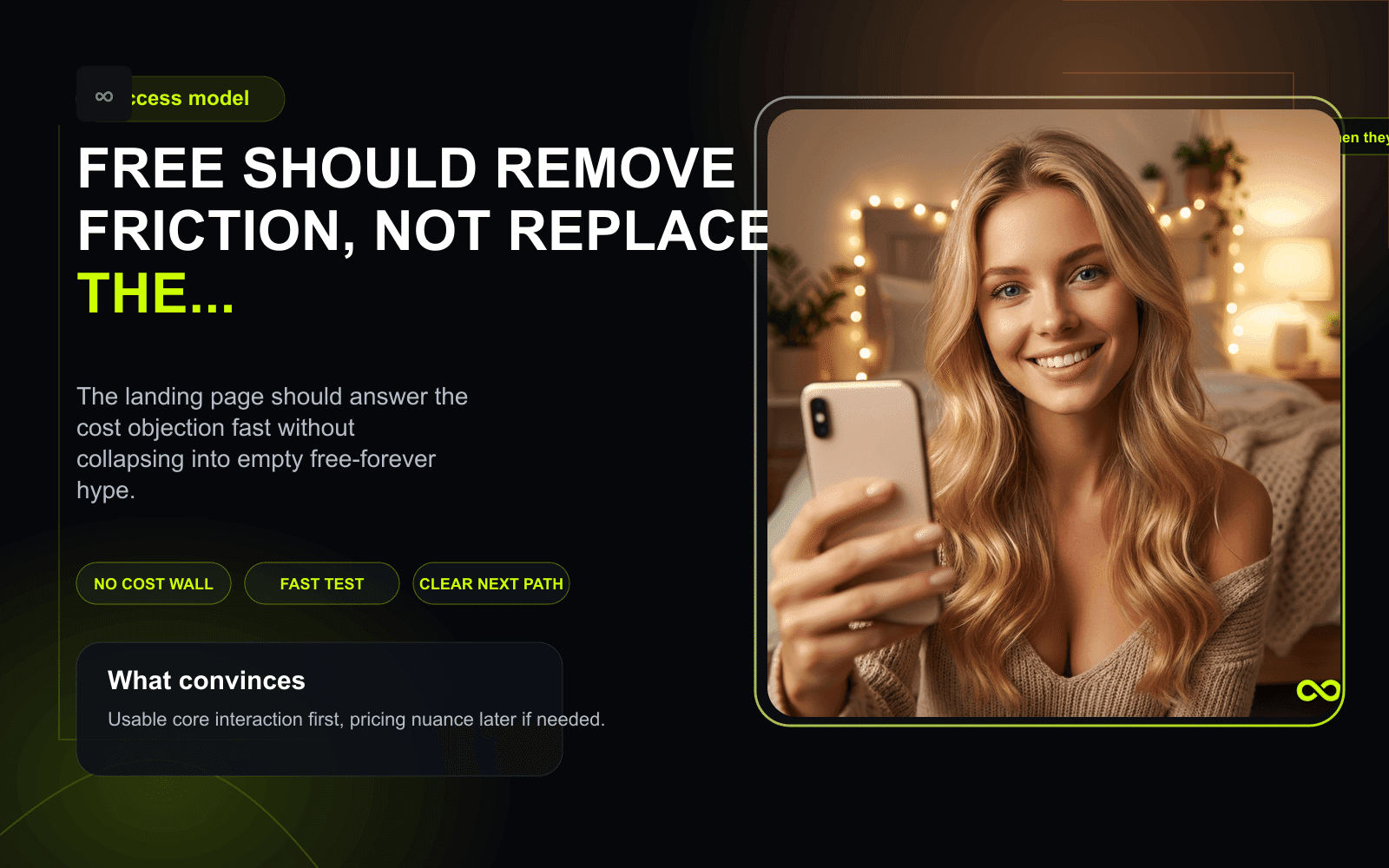Access model for free video chat landing pages