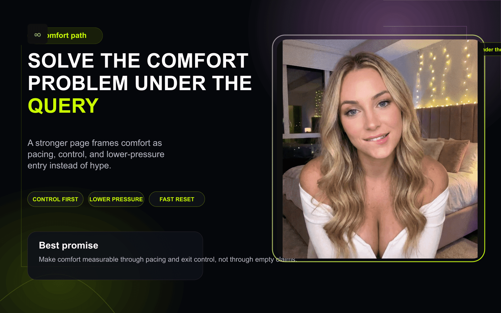 Comfort path for girls-only landing pages